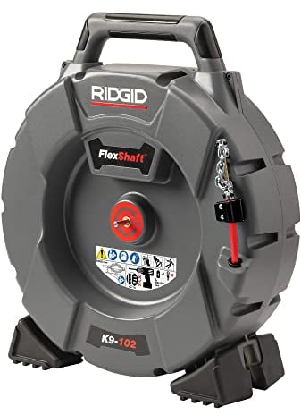 RIDGID, 64263, FLEXSHAFT Drain Cleaner, K9-102 1 1/4-2 Capacity, Includes: 50' 1/4 Cable and kit, for use on Sinks, Tubs, Urinals, Showers, Drill Powered (Not Included)