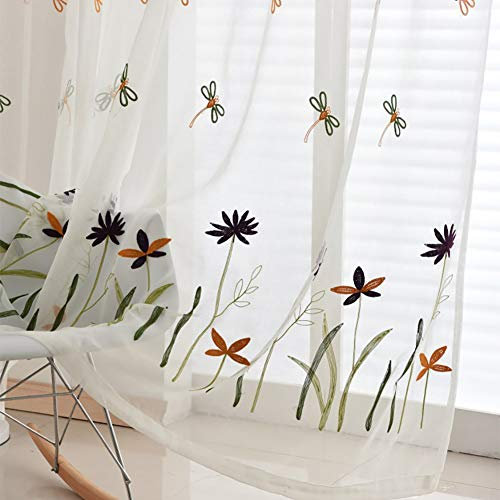Lsimeru Libelle Vorhange Kinderzimmer Mädchen Transparent Kinder 140x245 Prinzessin Weiß Vorhänge Gardinen Durchsichtig Kräuselband Kinderzimmer