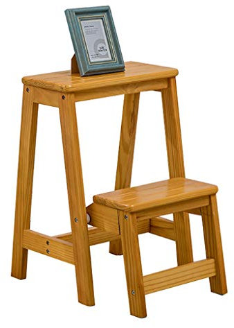 ZHZ-DT Plegable Doble Escalera Taburete de Madera 2 Pasos - Ligero y Plegable Taburete Adultos Niños Paso Escaleras de Inicio Biblioteca y Loft Escalera Estanterías - Capacidad 150 kg, Amarillo