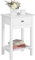 Yaheetech Table de Chevet en Bois Blanc Bout de Canapé Table d'Appoint avec 1 Tiroir et 1 Étagère 40 x 30 x 60 cm pour Entrée Chambre Salon
