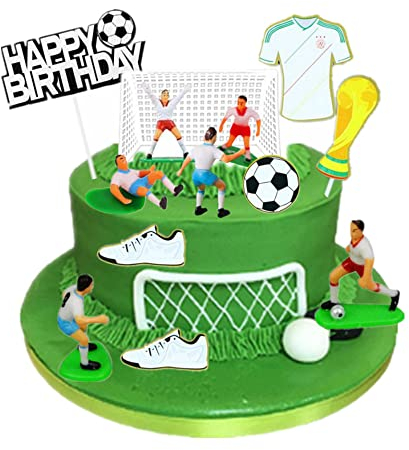 Soccer Cake Topper Decorations,Soccer Players Cake Decorations Set Of 13 with Soccer Shoes Jersey Football Cake Topper Sport,For Boys Birthday Party Sports Themed Party Decorations