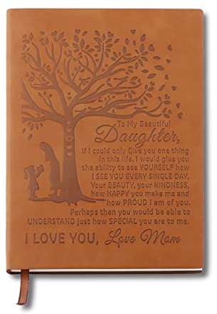 Tagebuch mit Aufschrift Mom to Daughter, Leder, liniert, 12,7 x 20,3 cm, Notizbuch, Schriftsteller-Notizbuch, Kunstleder, tolles Geschenk zum Jahrestag, Geburtstag (schöne Mutter)