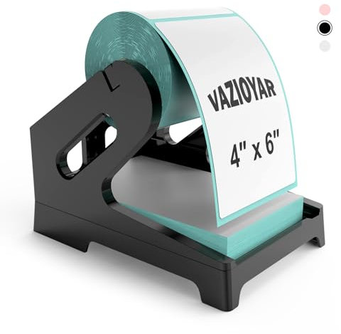 Vazioyar Thermo-Etikettenhalter für Rollen und Fächerfalz-Etiketten, Aufkleberrollenhalter für Desktop-Etikettendrucker, Etikettenständer, Versandbedarf für Heimbüro (schwarz)