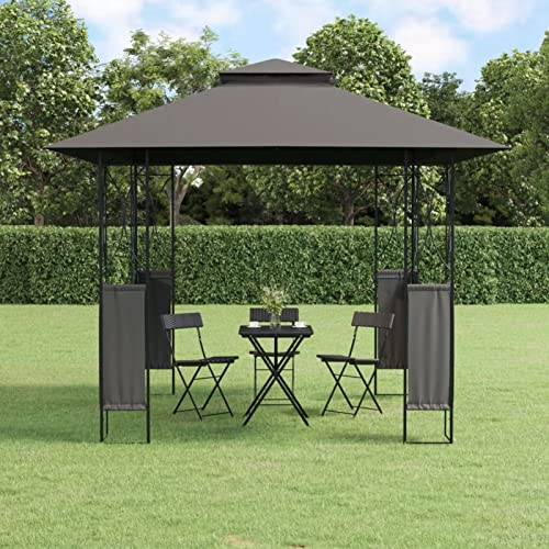 Tidyard Pavillon 3x3, Gartenzelt Partyzelt Festzelt Gartenpavillon Bierzelt Witterungsbeständig Metall Gestell Anthrazit 300x300x270 cm
