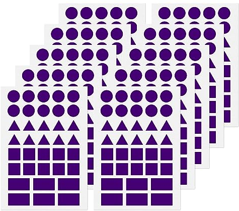 YIKIADA Violett Aufkleber Geometrische Formen Selbstklebende Klebepunkte Etiketten Dreieck, Kreis, Quadrat, Rechteck Umzugsaufkleber 360 Stück