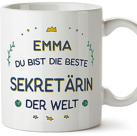 Mugffins Tassen Personalisierten für SEKRETÄRIN Frau - Auf Deutsch - Beste der Welt - 11 oz / 330 ml - Individuell Anpassbar Geschenk Mitarbeiter