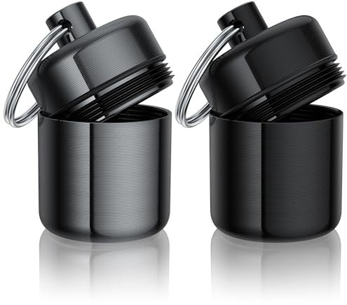 Urekt Ear Plug Carrying Case Keychain(2 Pack), Small Waterproof Metal Earplug Case Ear Plug Holder Container Great for Earplugs, Pills and Jewelry Holder