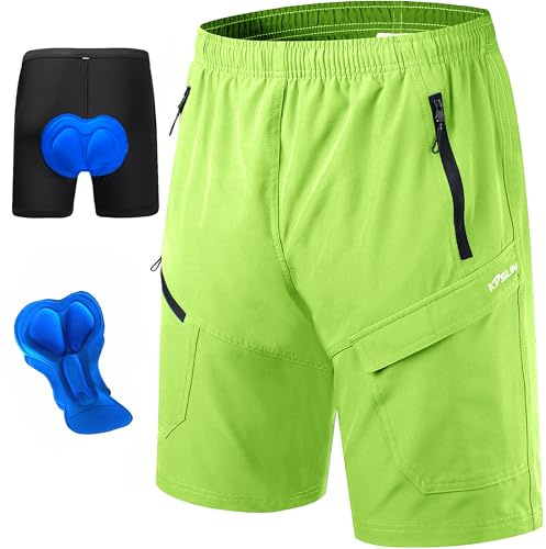 Men's Mountain Bike Shorts 3D Padded Baggy Bicycle Riding Cycling Shorts Quick Dry Lightweight Biking Shorts