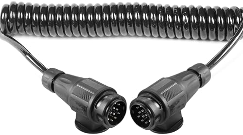 AGRISHOP Rallonge Remorque 13 Broches 3.2M Câbles d'extension pour Remorques 13-13 Broches Prise Précâblé Spiralé pour Voiture