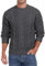 QIXING Men's Cable Knit Jumper Crew Neck Sweater Soft Casual Long Sleeve Textured Knitwear Tops for Men UK (Dark Gray, L)