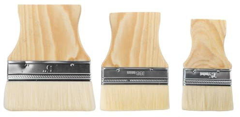 3-Piece Flat Paddle Paint Brush Set - 3/4/5 Inch Wide Paint Brushes with Poplar Handle for Oil and Acrylic Painting