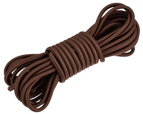 DMiotech 6mm Shock Cord, 7.6 M Brown Bungee Cord Tent Pole Shock Cord Round Elastic Kayak Rope Stretch String Marine Grade Heavy Polyester for DIY Projects Tie Downs