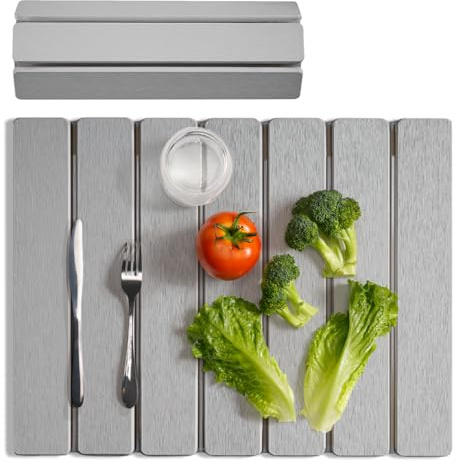 Meowoo Stone Drying Mat for Kitchen Counter, 30x40cm Foldable Diatomaceous Earth Mat for Bath & Kitchen, Super Absorbent, Quick-Dry, Non-Slip, Fits Any Countertop, Light Grey
