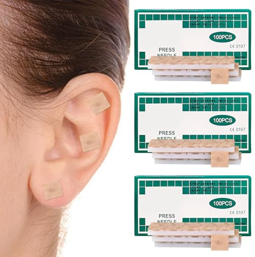 300 Pcs Akupunkturpflaster Akupunktur Nadeln Dauernadeln, Ohrakupunktur Nadeln, Einweg Steril Akupressur Pflaster Massage zur Schmerzlinderung für Beschwerden Lindern