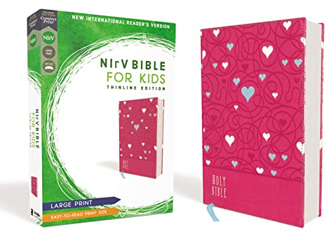 NIrV, Bible for Kids, Large Print, Leathersoft, Pink, Comfort Print: Thinline Edition