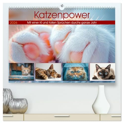 Katzenpower (hochwertiger Premium Wandkalender 2026 DIN A2 quer), Kunstdruck in Hochglanz: Dieser Kalender kombiniert charmante, witzige und ... durch den Alltag begleiten. (CALVENDO Tiere)