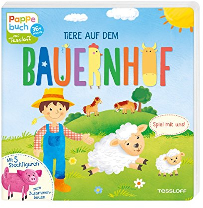 Tiere auf dem Bauernhof: Spiel mit uns! Mit 5 Figuren zum Zusammenstecken (Bilderbuch ab 3 Jahre)