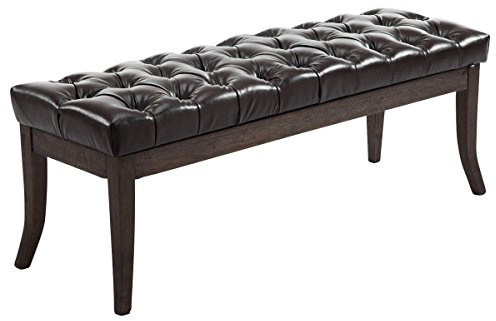 CLP Sitzbank Ramses Mit Polsterung Und Kunstlederbezug I Holzbank Mit 46 cm Sitzhöhe, Farbe:braun, Größe:150 cm