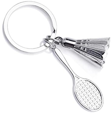 Sportigo ® Badminton Schlüsselanhänger/Federball/Badmintonschläger mit Ball/Halle Sport Geschenk Geschenkidee