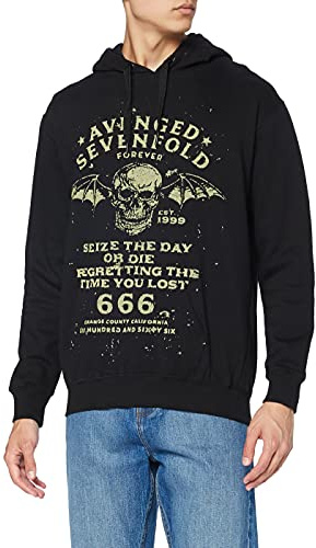 Avenged Seven Fold Men's Avenged Sevenfold Hoodie, Black (Black Black), Xx-Large