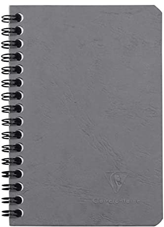 Clairefontaine 785965C Agebag Spiralbuch (9,5 x 14 cm, 50 Blatt, liniert, Doppelspiralbindung, praktisch für unterwegs, robust und belastbar) 1 Stück grau