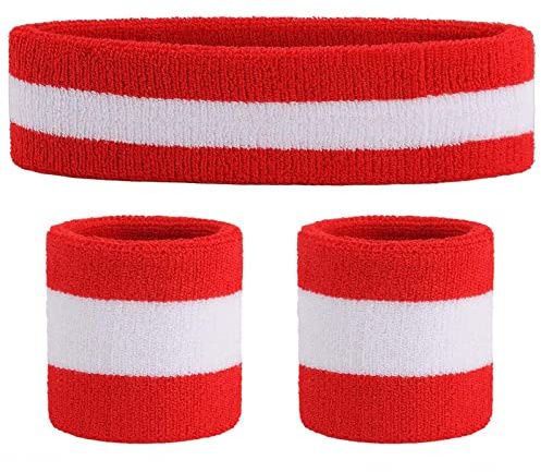 ONUPGO Schweißband Set Sportstirnband Handgelenk gestreifte Schweißbänder Frottee Sporttraining Basketball-Armband Stirnbänder Feuchtigkeitstransport Schweiß absorbierendes Stirnband