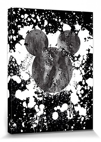 1art1 Micky Maus Poster Disney Portraitkunst, Tintenkleckse Bilder Leinwand-Bild Auf Keilrahmen | XXL-Wandbild Poster Kunstdruck Als Leinwandbild 80x60 cm
