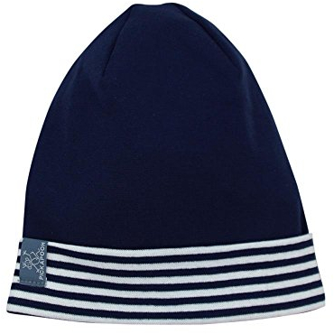 PICKAPOOH Baby/Kinder Beanie/Mütze Luca aus Bio-Baumwollle, Marine/Weiß Gr. 58