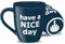 Decodyne - Tazza da caffè con scritta Have a Nice Day, divertente tazza con dito medio sul fondo, 400 ml