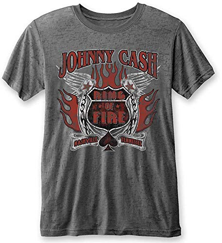 Johnny Cash - Ring of Fire Burnout T-Shirt für Erwachsene, Unisex, Grau / Carbon, M