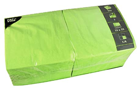 Papstar Servietten/Tissueservietten apfelgrün (1250 Stück), 33 x 33 cm, 3-lagig, 1/4-Falz, farbenfrohe Serviette für Gastronomie, Haushalt oder Feste, aus FSC-zertifiziertem Gewebe, 81656