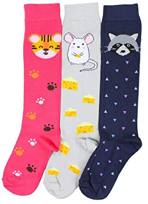 TupTam Mädchen Knielange Socken Gemustert 3er Pack, Farbe: Farbenmix 4, Socken Größe: 31-34
