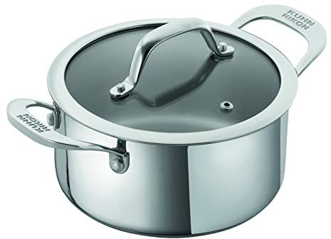 KUHN RIKON Allround - Olla con tapa de cristal (1,5 L, 16 cm, acero inoxidable, para todo tipo de fuegos, incluida inducción, acero 18/10)