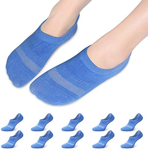 Falechay Sneaker Socken Damen Füßlinge Herren No Show Sneakersocken Anti Rutsch Blau 35-38