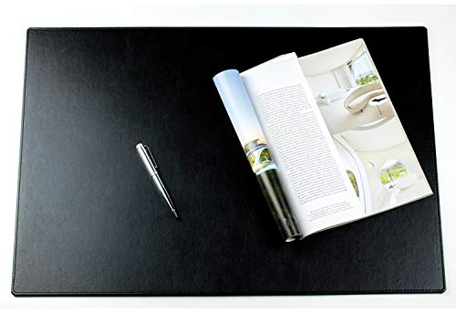 DELMON VARONE - Personalisierbare Schreibtischunterlage XXL aus veganem PU Lederimitat Schwarz, Rutschfeste Schreibunterlage abwischbar, Schreibtisch Unterlage geeignet als Mousepad, groß 65 x 45 cm