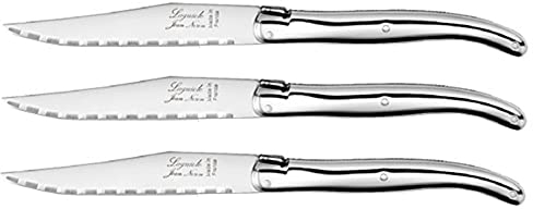 Lot de 3 Couteaux Laguiole Lame microdentée Fabrication française Thiers Jean Néron Manche INOX