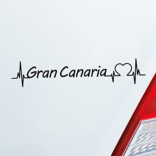 Hellweg Druckerei Auto Aufkleber Gran Canaria Puls Herzschlag Fun Sticker Heckscheibenaufkleber Autoaufkleber mit Insel Motiv