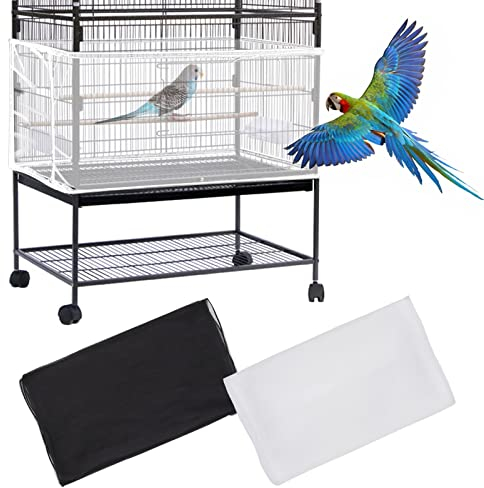 Mngren 2 Stück Extra groß Vogelkäfig Abdeckung, Universal Vogelkäfig Samenfänger, Einstellbar Papageien Kordelzug Vogelfutter Kleintiere Netz, Abdeckung Rock Bewachen für Runde Quadratische Käfige