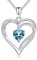 AM ANNIS MUNN 925 Sterling Silber Kette Herz Halskette Damen Geburtsstein Halskette für Frauen Doppelherz Kette Silber Schmuck Damen Geschenke für Frauen Mama Freundin (03-Aquamarin)
