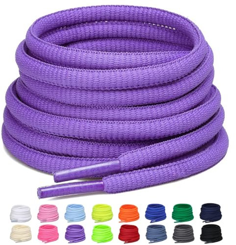 Puzeam 2 Paia Lacci Ovali per Scarpe Sportive, larghezza 6mm, Mezzi Lacci Rotondi per Sneakers, 16 Colori Stringhe per Scarpe da Corsa e Stivali - Viola 120