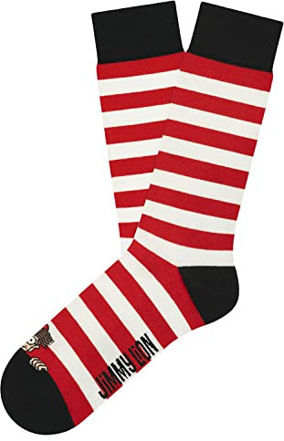 Jimmy Lion Chaussettes Where's Wally ? fabriquées en coton peigné. Tailles 36-40 | 41-46 en demi-tige., Wally Peek-A-Boo - Rouge et blanc, 41-46