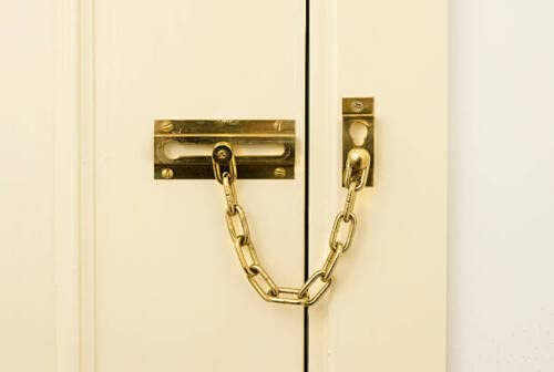 Garden Mile Novelty Heavy Security Chain Door Lock with Brass Plated Finish - Brass Front Door Lock Slide Bolt Screws Chain Lock Guard Safety for Home, Hotel, Interior Door Chain Lock