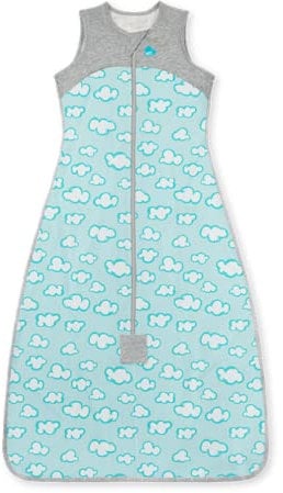 Love To Dream Sleep Bag Organic Lite, 6-18 months, Turquoise, 0.2 Tog for Warm Temperatures (24-27°C), Short Sleeve, Lightweight Wearable Blanket, Machine Washable Cotton, 2 Zips for Easy Nappy Change