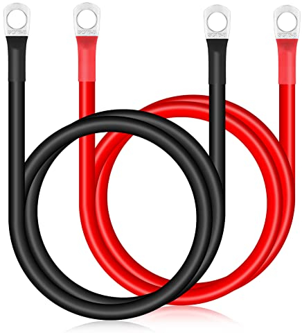 Zocipro 2Pcs 70cm Cavi Batteria Auto, 12V 16mm² Cavo Inverter Batteria, M8 5AWG Cavo Batteria Rossi e Neri Cavo del Veicolo in Filo di Rame per Auto, Camion, Camper, Marina