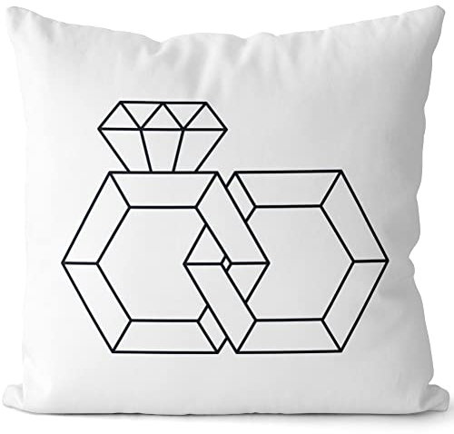 JUNIWORDS Kissen, Origami Eheringe, Weiß-Hellgrün, 2-farbig (1008999)