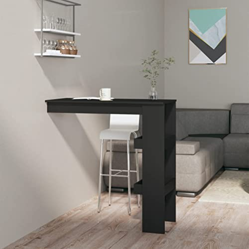 lvssiao Tresen Bartresen Stehtisch Tisch Tresentisch Bistrotisch Küche, Wand-Bartisch Schwarz 102x45x103,5 cm Holzwerkstoff Stylisher Bartisch für Wohnzimmer, Küche