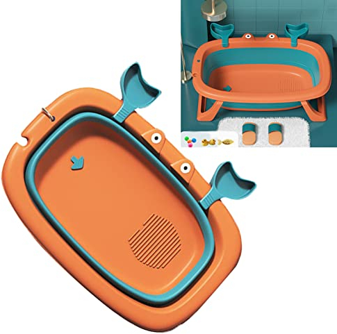 Mrisata Dog Pool, 67 x 44 x 20 cm Multifunctional Foldable Pet Bath Tub Portable Collapsible Laundry Storage Baskets Sturdy Dog Paddling Pool for Puppy Cats Pet Children Washing Shower