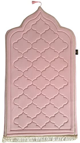 MIHADA Tapis de Prière Épais, Rembourré, Rose Beige Noir, Moderne, Chic, À Personnaliser, Cadeau Islamique, Ramadan, Aid, Cadeau de Mariage, Anniversaire, Fête des mères, Fête des pères, Eid (Rose)