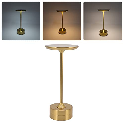 Kabellose Tischlampe, Verstellbare Schreibtischlampe, Tragbare USB C Farb LED Nachttischlampe Aus Metall mit Eingebauter 2000 mAh Lithiumbatterie, Touch Steuerung für Schlafzimmer/Essen(Gold)