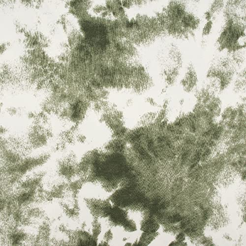 SCHÖNER LEBEN. French Terry Sommersweat Meterware Tie Dye Batik weiß khakigrün 1,45m